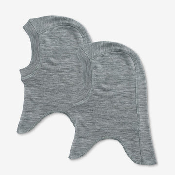 Babysturmhaube Felix aus Merino-Wolle 2er Pack melange grey - Wheat